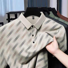 T-shirt pour homme d’âge mûr, col à revers et manches courtes