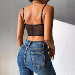 Sheer Mesh Camisole With Spliced Women's Bare Back