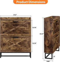 Shoe Cabinet with 2 Flip Drawers, Hidden Shoe Storage Cabinet for Entryway, Narrow Shoe Rack, Freestanding Slim Shoe