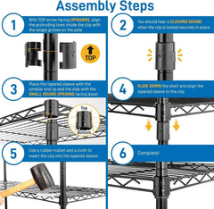 4-Tier Heavy Duty Metal Storage Shelves, Adjustable Wire Shelf Rack for Kitchen/Bathroom/Pantry/Cabinet/Garage Organiz
