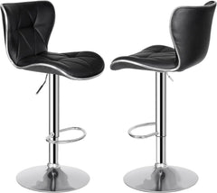Adjustable Swivel Barstools Set of 2, Counter Height Bar Stools with Back, PU Leather Shell Back Tall Stools Set, Modern Ar