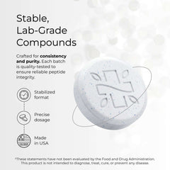 GHK-Cu copper peptide skin health tablets in a stabilized format for reliable peptide integrity.