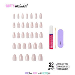 KISS Nails GLAM Jeweled Press-On Fake Nails Medium Almond Ripple 35ct - New