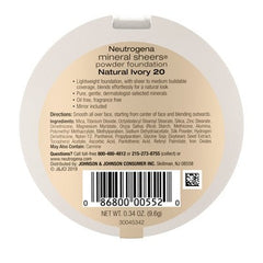 Neutrogena Mineral Sheers Compact Powder Foundation 20 Natural Ivory 0.34oz - New