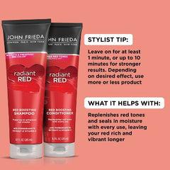 John Frieda Radiant Red Red Boosting Shampoo for Red Hair, Hair Color Protectant for Shades Red 8.3 fl oz - Imperfect Container