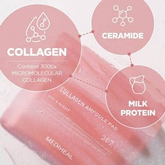 MEDIHEAL Collagen Ampoule Toner Pads 100ct - New