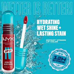 NYX Professional Makeup Lip IV Hydrating Lip Gloss Stain Mocha Me Wet 0.16 fl oz - New