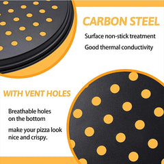 Nonstick Carbon Steel Pizza Crisper Trays Pizza Baking Pan Mold with Holes Round Deep Dish Plate