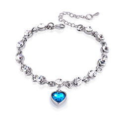 Modern Genuine 925 Sterling Silver Heart Elegant Luxury Bracelets For Women Blue Sapphire Tanzanite Chain Bracelet Trendy Wedding Gift Fine Jewelry