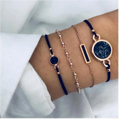 Boho Rose Map Bracelets & Bangles for Women Bohemian Round Charm Bracelet Set Fashion Multilayer Accessories Luxury Jewelry