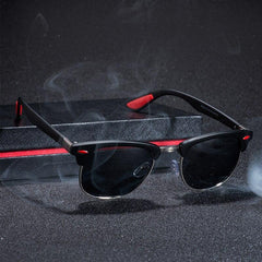 Popular Retro New Polarized Men's Sunglasses UV400 Square Half Metal Frame Ladies Sunglasses Brand Design Glasses Driving Sunglasses