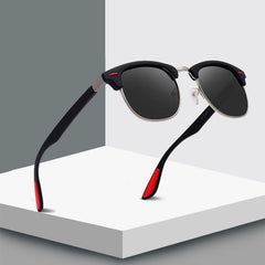 Popular Retro New Polarized Men's Sunglasses UV400 Square Half Metal Frame Ladies Sunglasses Brand Design Glasses Driving Sunglasses