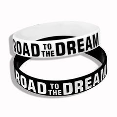 New Trend Motivation "The Road to Dreams" "Never Give Up" Inspirational Silicone Rubber Bracelet Elastic Band Brecelet for Women and Men In Unisex Design
