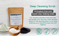 Activated charcoal face mask with kaolin clay and baking soda for deep cleansing and rejuvenating the skin.