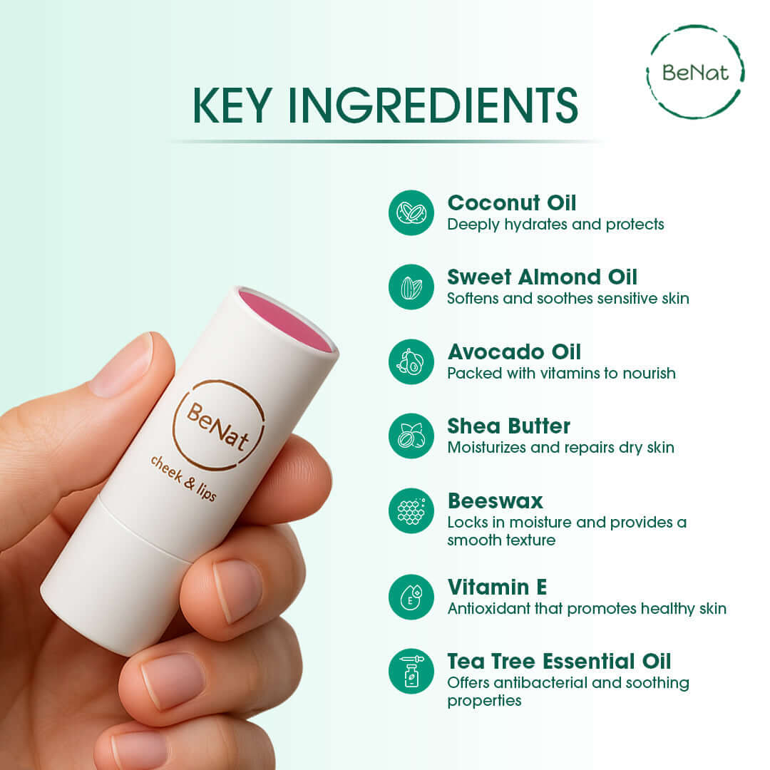 2-in-1 Natural Lip and Cheek Bloom | Vibrant Color & Hydration Lipstick makeup Multi-use_balm_3 BeNat