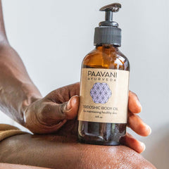 Tridoshic Body Oil for All Skin Types | Balancing Abhyanga Oil variable Paavani-4537_websize Paavani Ayurveda Skincare and Wellness