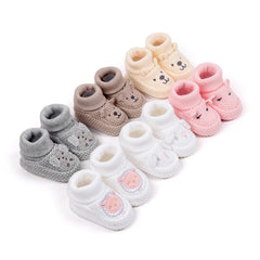 0-12months Infant Knitted Baby Booties with Ears Soft Comfortable Winter Shoes for girls boys
