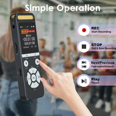 Professional Voice Recorder 9126KBPS Hi-Res Audio for Interview Meeting Lecture Evidence Collection Noise Reduction AI Recorder