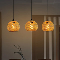 Bamboo Pendant Lamp Hanging Lamp Handmade Rattan Chandelier Fixture Restaurant Dining Room Indoor Lighting AC85-260V
