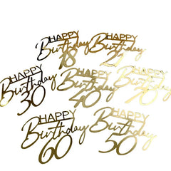 New 18, 30, 40 and 50 Years Old Happy Birthday Cake Topper Gold Acrylic Birthday Party Cake Toppers Decorations Baking Supplies