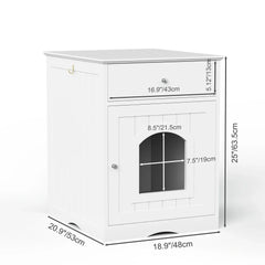 Wooden Cat Litter Box Enclosure with Drawer Pet House Indoor Cat Crate Nightstand Side Table Pet Furniture