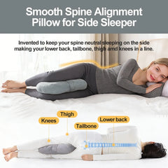 Knee Pillow for Side Sleepers,Support Leg Pillow for Hip & Back Pain, Plush,Bind Belt & Machine Washable