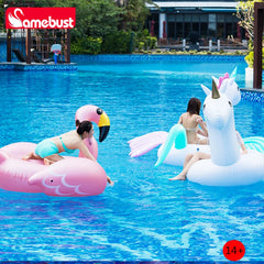 Camebust Inflatable Rose Gold Flamingo Rider, Outdoor Villa Pool Party Floating Toys, for Beach Party Decoration