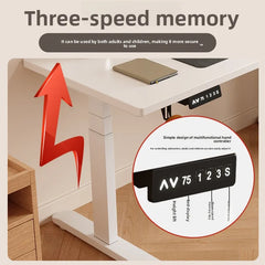 Electric Adjust Height Office Desk with Display Wide and Sturdy Computer Table Solid Wood Gaming Desk Home Room