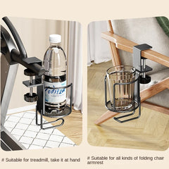2 in 1 Desk Cup Holder with Headphone Hanger Holder, Anti-Spill Clip-On Table Cup Hook with 360° Rotation for Office Home Table
