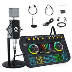 Tenlamp X3-B333 Mic Mixer Set Podcast Influencer KOL Singing Gaming DJ Mixing Station Controller Equipment Studio Recording Electronic Music Mixer Power Karaoke Machine Available Dynamic Condenser Wireless Microphone Microfo