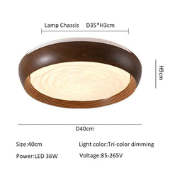 Modern LED Ceiling Light Circular Wood Grain Walnut Acrylic Ceiling Lamp Bedroom Living Room Restaurant Aisle Home Decor Lights