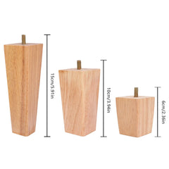4/8Pcs Square Furniture Feet 6/10/15cm Solid Wood Sofa Legs Replacement Height Furniture Legs with Screws Mounting Plate Pads
