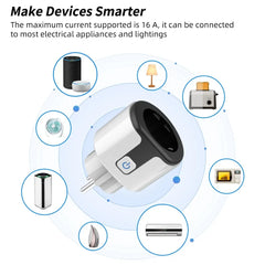WiFi EU Smart Socket Plug With Tuya App Outlet 20A Adapter Power Monitor Wireless Remote Control APP For Google Home Alexa