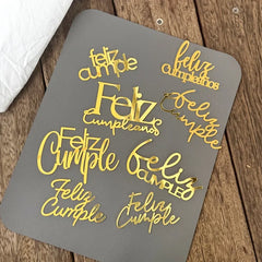 ins Spanish Happy Birthday Cake Topper Golden Crown Acrylic Birthday Party Cake Toppers For Baby Shower Cake Dessert Decorations