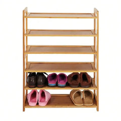 6 Tier Shoe Rack Entryway Shoe Shelf Holder Storage Organizer Natural Color