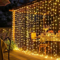 Bright 300 LED Curtain Light, Plug in Fairy Lights for Bedroom, Christmas Hanging String Lamp Outdoor for Window Backdrop Wall