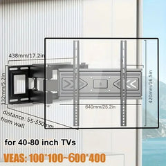 Full Motion TV Wall Mount for Most 40-80 inch TV Swivel Tilt Mount with Dual Articulating Arms Up to 121 lbs VESA 600x400mm