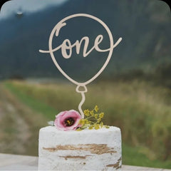 New Wooden Birthday Happy Cake Topper Laser Cut Number ONE Kids Party Cake Toppers for Baby Shower Year Old Dessert Decoration