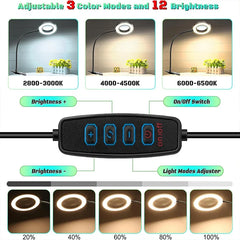 With/Without Magnifier 3 Color Change 10 Brightness Stepless, Flexible Gooseneck Desk Light With Magnifying Glass Or Not Include