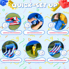 Water Slide Grade Inflatable Water Slide Outdoor Indoor, Birthday Party Inflatable Grade Water Slide Swimming Pool, Slide Park