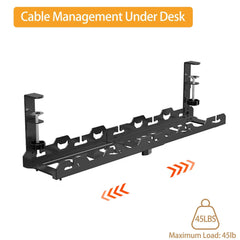 No Drilling Extendable Under Desk Cable Management Metal Cable Tray Under Desk With Clamp Retractable Power Strip Cord Holder