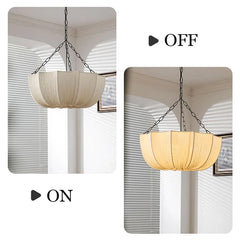 Retro Iron Chain Pendant Lamps Japanese Fabric Chandelier Living Dining Room Bedroom Ceiling lampLustre Hanging Light Fixture