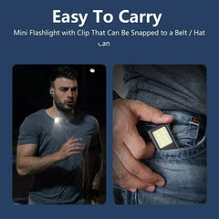EDC Flashlight Keychain Light Super Bright With Pen Clip Mini LED Flashlight, USB Charging Port Emergency Work Camping Light