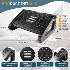 Foot Rest for Under Desk Adjustable Foot Rest Ergonomic Foot Stool Massage for Pressure Relief Portable Footstool Leg Rest Desk