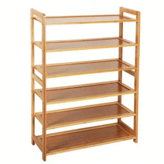 6 Tier Shoe Rack Entryway Shoe Shelf Holder Storage Organizer Natural Color