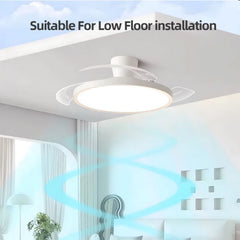 Modern Ceiling Fan Lamps silent invisible 3 folding blades blade LED lights Living room dining room Bedroom study AC95-260V