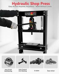 12 Ton Hydraulic Shop Press h-Frame Bench Press with Pressure Gauge Bearing Press for Automotive Repair Garage Metalworking Tool