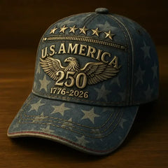 High quality dye-sublimation printed craft hat , USA 250th Anniversary patriotic hat , fade - resistant eagle design