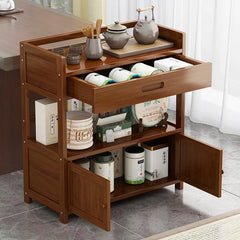 Bamboo tea table tea cabinet household multifunctional living room office tea set kitchen restaurant storage cabinet