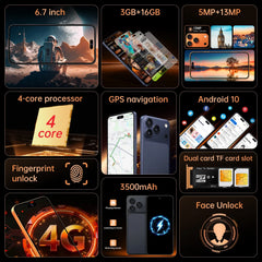 IVMI Smartphone Android 17 Promax Dual SIM 6.7"Display 3GB RAM 16GB ROM Cellphone WIFI Play Store 4G Mobile Phones